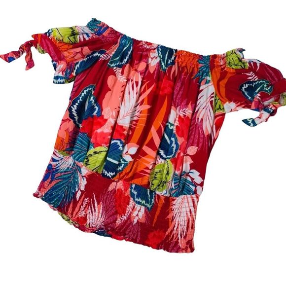 Express Pink Floral Off the Shoulder Blouse - Medium - Picture 5 of 8